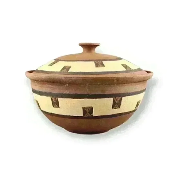 Hand Thrown Art Pottery Soup Tureen & Bowls Gabane, Botswana African Tribal Art - Picture 5 of 11